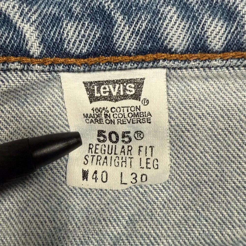 Levis 505 Jeans Mens 40x30 Blue Regular Fit Medium Wash Denim Vintage‎ 98 USA